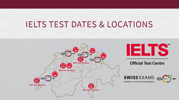 Map of Switzerland - IELTS test dates and locations