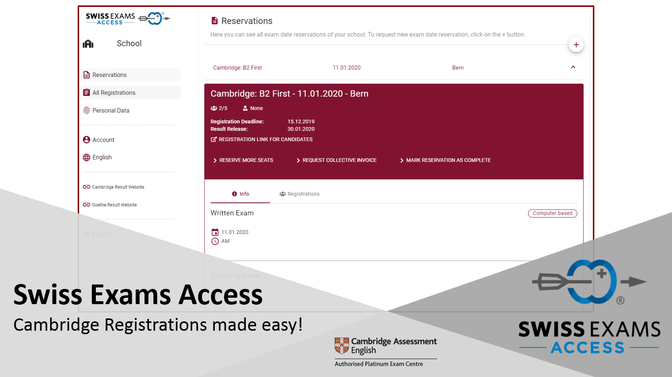 Swiss Exams Access – Cambridge Registrations made easy!