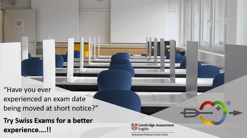 “Have you ever experienced an exam date being moved at short notice?” – Try Swiss Exams for a better experience….!!