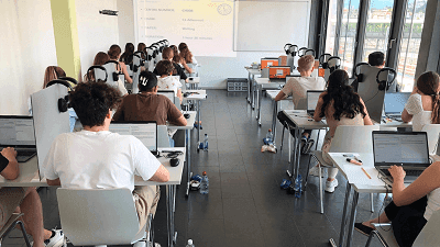 Computer exam lab prepared for Cambridge English Qualifications with Swiss Exams