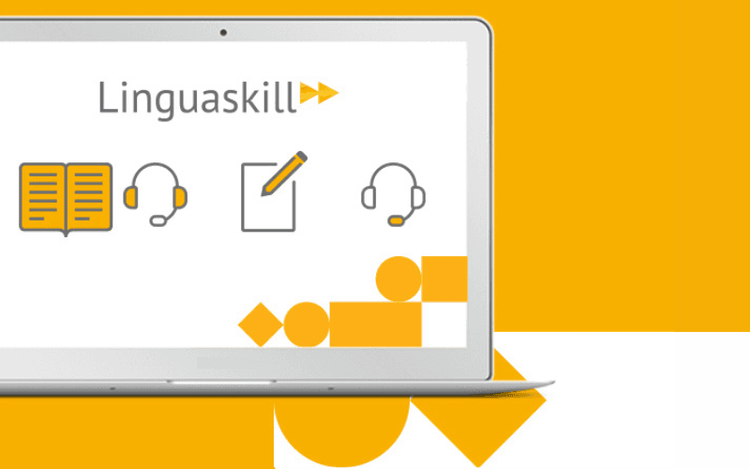 Linguaskill computer with icons - New Linguaskill - A Cambridge Qualification "on the go" - Webinars for Teachers