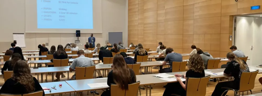 View of the classroom - exam location for exam in Aarau, Switzerland - paper based language exam venue Swiss Exams