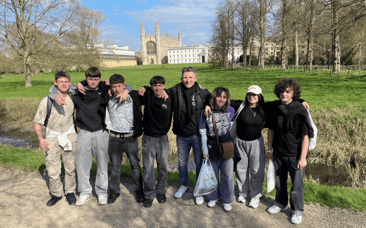 teacher with his students in Cambridge
